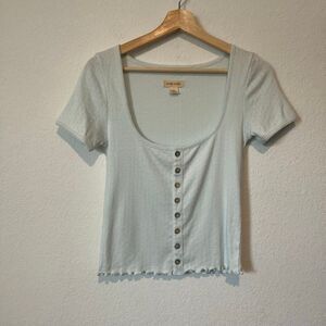 Women's Light Blue Button-Up Top